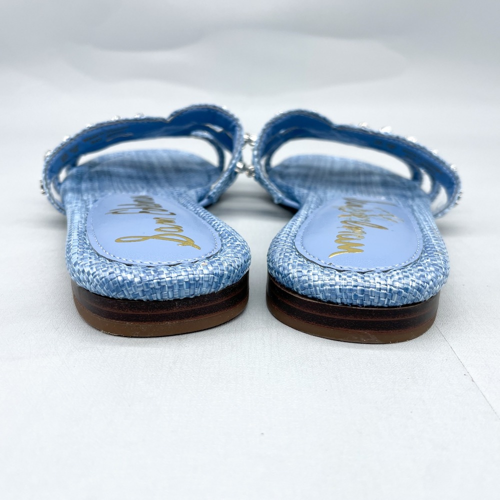 Sam Edelman Womens 6 Bay Jewel Raffia Slide Sandals Shoes Blue Crystal Embellish - Picture 6 of 12